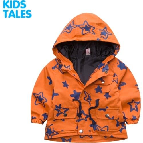 80-120cm 2020 Spring Jacket Boys Girls Kids Outerwear Cute Star Windbreaker Coats Fashion Print Canvas Baby Children Clothing