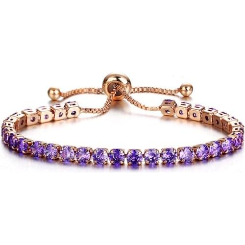 Classical Mosaic Hot Seller Cubic Zirconia Jewelry Shiny Crystal Push And Pull Bracelet Lady Gold Full Of Single Jewelry