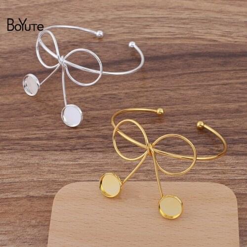 BoYuTe (5 Pieces/Lot) Metal Iron Line Twisted Bow-Knot Bracelet Base with 12MM Blank Tray Handmade Diy Jewelry Accessories