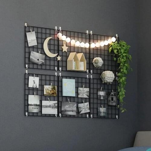 Multi-Function Metal Grid Decor Photo Frame Wall Art Display Mesh Storage Shelf Organizer Rack Holder Wall Art Hanging DIY Decor