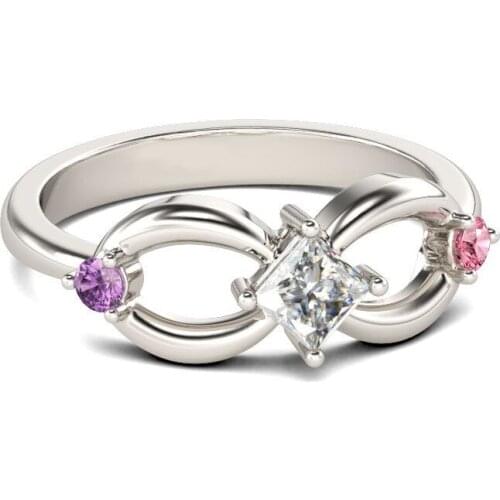 Fashion Ring for Women Wedding Sliver Finger Rings Clear Cubic Zirconia Infinite 8 Character Shape Jewelry Gifts Accessories