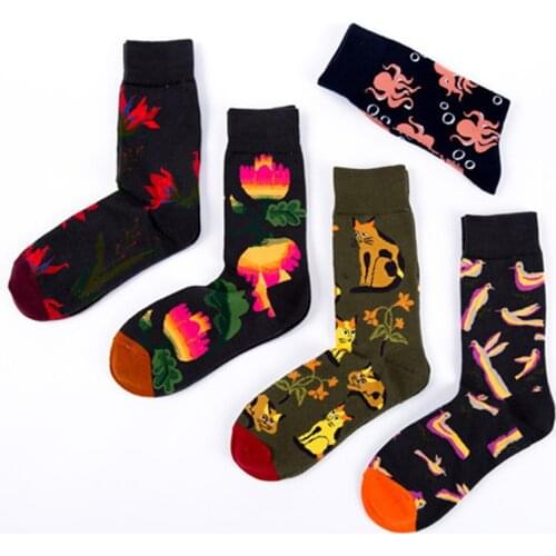 Korean fashion women socks funny winter cute cat socks black novelty cool pigeon bird crazy ladies socks art christmas gift