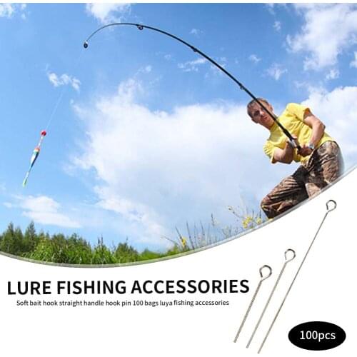 Soft Lure Bait Hook Fishing Gear Accessories 100pcs Fishing Hook Connecting Pins with Strong Cord Fishing Accessory