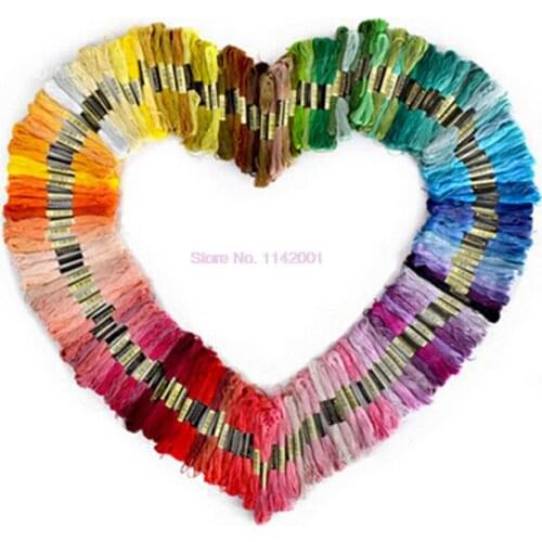 50set (50pcs/set) Random Color embroidery DIY Silk Line Branch Threads Similar Thread Floss Skein Cross Stitch Thread