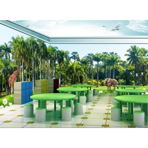 Bacaz Blue sky wallpaper 3d mural for living room Green Woods Elephant pattern wallpaper mural photo wall paper celing mural