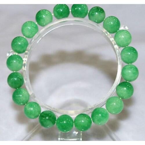 New hot 10mm NATURE BEAUTIFUL GREEN JADE JADEITE BRACELET GREEN HAND CATENARY 7.5" AAA