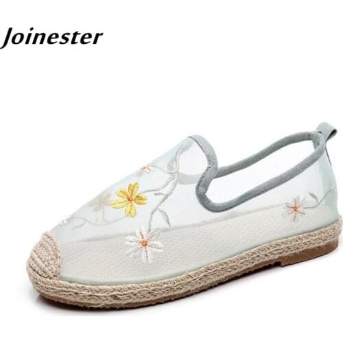 Air Mesh Ethnic Loafers for Ladies 2021 Summer Flat Heeled Fisherman Shoes Women Transparent Sandals Breathable Dress Flats