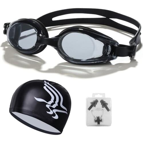 Swimming Goggles Swim Eyewear Anti-fog Waterproof Swim Cap Earplug Equipment for Men Women Kids Adult Pool Glasses