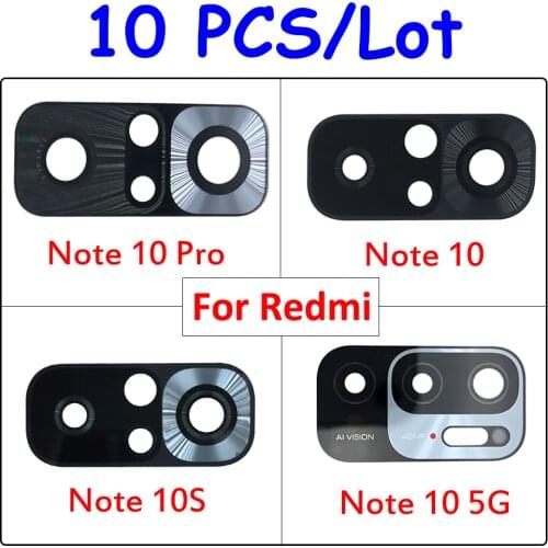 10Pcs，Original Rear Back Camera Glass Lens For Xiaomi Redmi 10 Note 10 5G /Note 10S /Note 10 Pro Camera Glass With Glue Adhesive