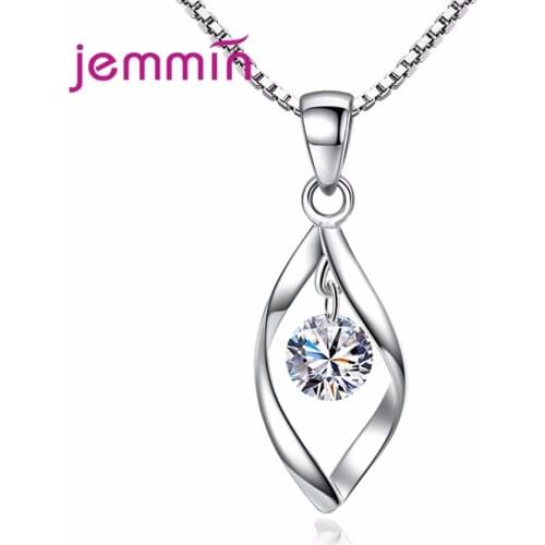 925 Sterling Silver Pendant Necklace Cute Romantic Style Austrian Cubic Zirconia Women Girls Party Engagement Wholesale