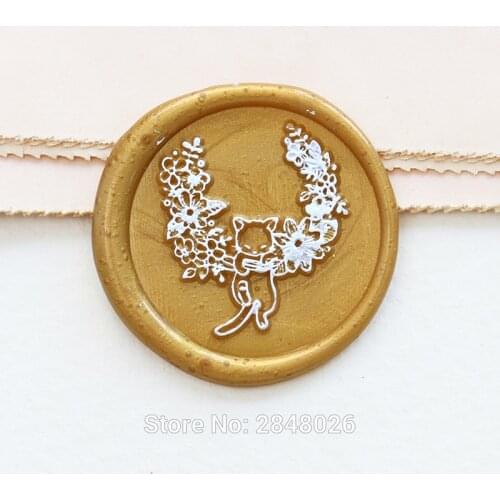 Flower Cat Seal Stamp,plant seal stamp,Party Wax Seal Stamp Kit, wedding invitation seals,gift packing party seal