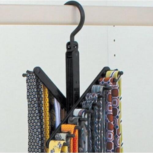 Plastic 360 Degree Non-slip Holder Hanger Rotating 20 Tie Rack Closet Organizer Neck Ties Necktie Belt Scarves