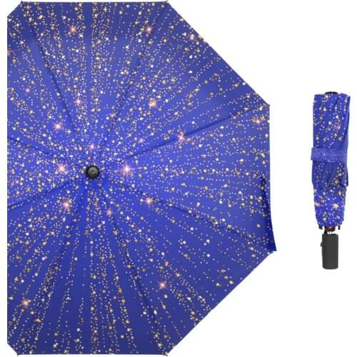 Falling Shiny Particles with Stars Pattern Umbrellas Men Rain Woman Windproof Umbrella Three Folding Non-automatic Umbrella