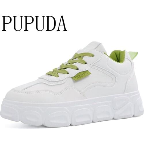 PUPUDA White Shoes Women Classic Platform Shoes Women Sneakers Comfy Chunky Casual Shoes Female 2020 Women Sneakers