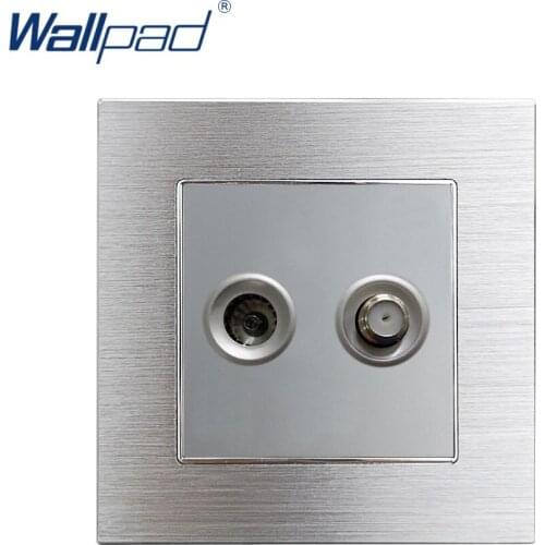 Satellite Television Socket Wallpad Grey Aluminum Alloy Panel Electric Wall SAT TV Socket Electrical Outlets For Home
