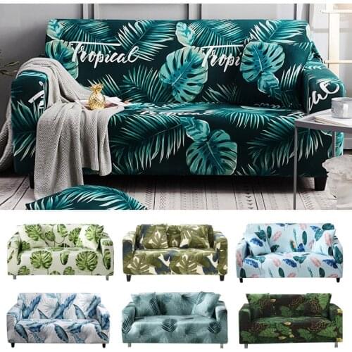 Tropical Leaves Elastic Sofa Cover Stretch Couch Slipcover Living Room Sectional Case Sofa Furniture Protector 1/2/3/4 Seater