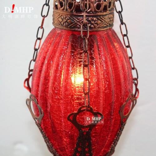 Mediterranean Style Decoration Handmade Turkish Pendant Light Glass Shades Mosaic Pendant Lamp For Bar Coffee Shop