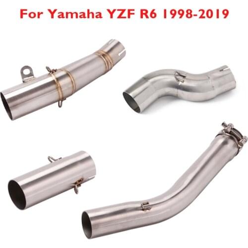 For Yamaha YZF R6 1998-2019 Motorcycle Exhaust Connecting Tube Pipe Mid Middle Pipe Tube Slip on YZF-R6