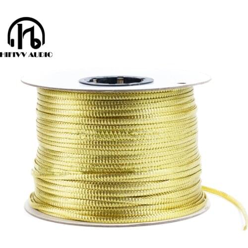 High quality Gold and silver PET braided mesh tube 8MM PET transparent silk mixed flat gold wire braided cable sleeve D7-11mm