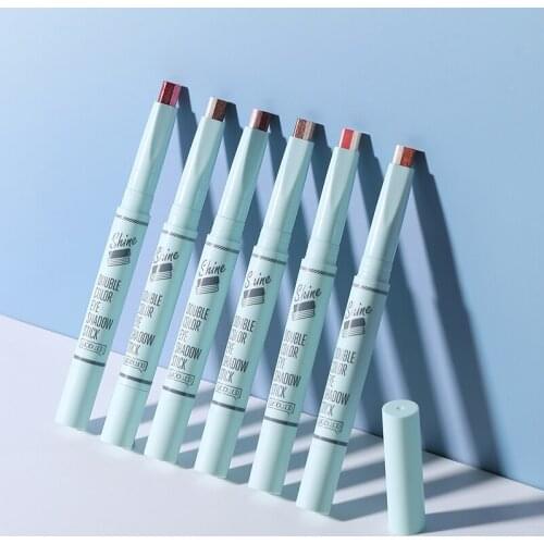 WODWOD 6 Kinds Gradient Stereo Two-color Eye Shadow Stick Pen Glitter Pearl Waterproof Long-lasting Earth Color Eye Shadow TSLM2