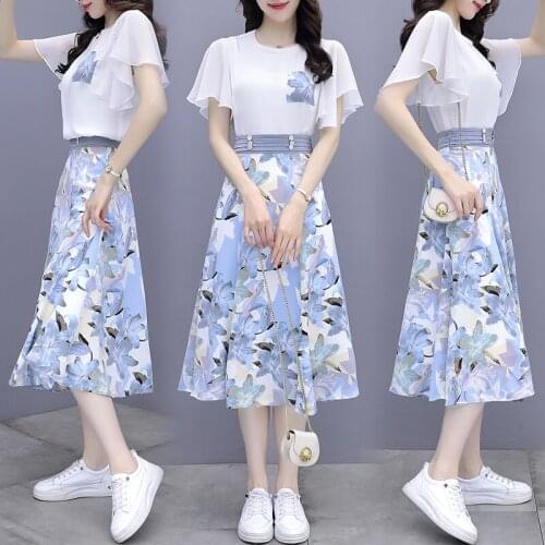 Skirt Set Sweet Pullover Two Piece Set A-line Slim Ensemble Femme Survetement High Waist Summer Costumes For Women