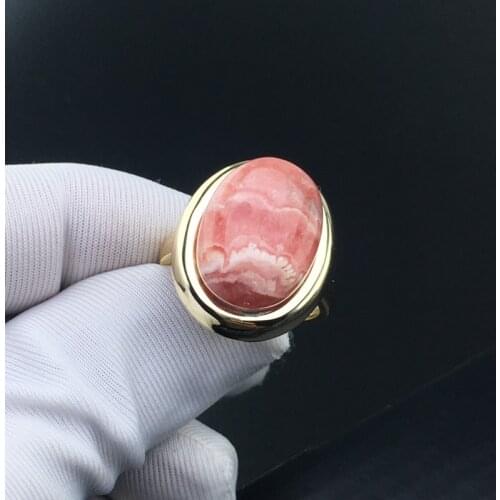 FFGems Natural Rhodochrosite Rings Sterling Real 925 Silver Gemstone Fine Jewelry Women Engagement Wedding Gift