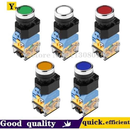 1pcs LA38-11BN button switch NO LED self-locking 10A ON / NC start-stop circular jog switch button buttons contacts22MM 12V/24