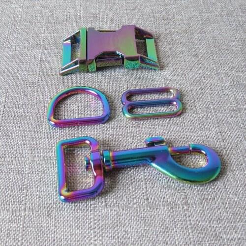 10Sets 25mm 1'' DIY Dog Collar Metal D Ring Buckle Hardware Slider Loop Strap Adjuster Clasp Pet Leash Leads Clip Hook Accessory