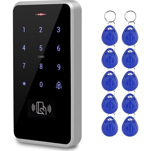 125khz Card Reader with 10pcs Keyfobs Outdoor IP68 Waterproof RFID Keypad Touch Access Control System Rainproof WG26/34 CHENPHY