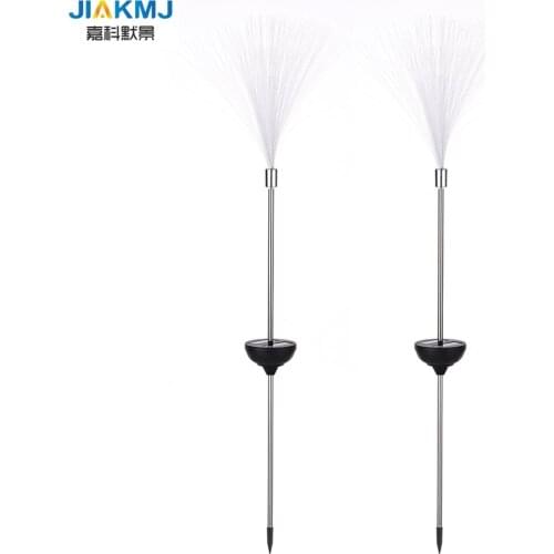 2Pcs Outdoor Optical Fiber Light for Garden Novelty Solar Powered Color Changing LED Lawn Night Decorative LampColorful stars