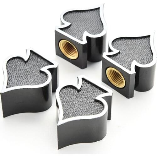 4Pcs Black Heart Auto Car Tyre Air Valve Caps Bicycle Tire Valve Cap Wheel Rims Universal Mountain Bike Spades Tire Valve Caps