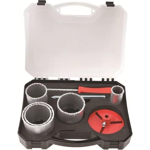 8 Thing Coating Boxed Tungsten Carbide Hard Alloy Particles-Inch Hole Saw YG8 Tile Hole Saw Set Reamer Bit