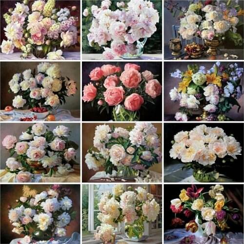 HUACAN Diamond Embroidery 5D DIY Diamond Painting Potted Flower Full Drill Picture Of Rhinestone Mosaic Flowers Decor Home
