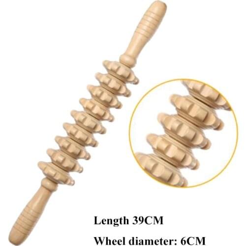 No paint Ecru nine rounds thick shaft Whole body massage roller pounded his waist back massage neck leg wooden H0067
