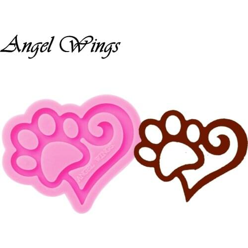 Shiny keychains Bear paw Silicone Molds DIY Jewelry Dogs paw keychain mould Epoxy Resin Cat claws and love Mold Custom DY0129