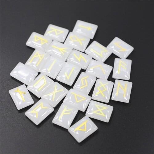 Artificial Crystal Multicolor Viking Rune Amulet Set Halo Repair Crystal Divination Rotating Rectangle Stone