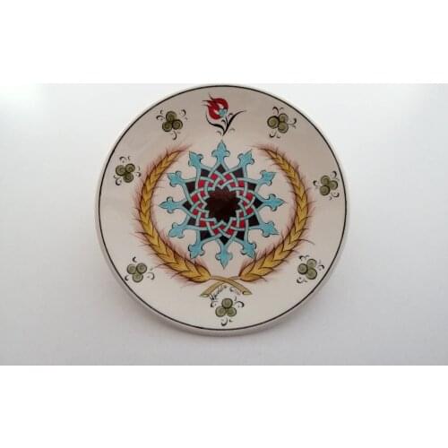 Classic pattern embroidered ceramic plate 18cm- 7in plates trays decorative plate yoga marble tray ceramic bowl decorative tray