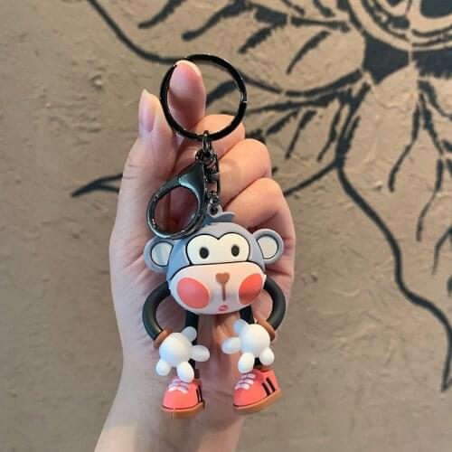 Cute Creative Naughty Monkey Cartoon Key Chain Ring Pendant Car Lanyard Men Women Bag Phone Ornaments Girls Children Gifts Toys