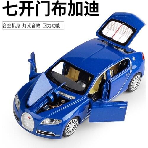 1:32 high simulation Bugatti alloy car model new coupe light music pull back six door design model for children gifts