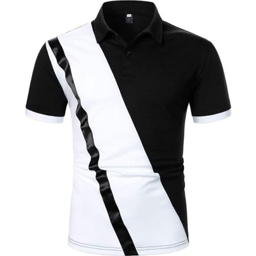 Men Contrast Color Polo Men Short Sleeve Polo Shirt Leisure Lapel Breathe Polo Clothing Summer Streetwear Casual Fashion Men Top
