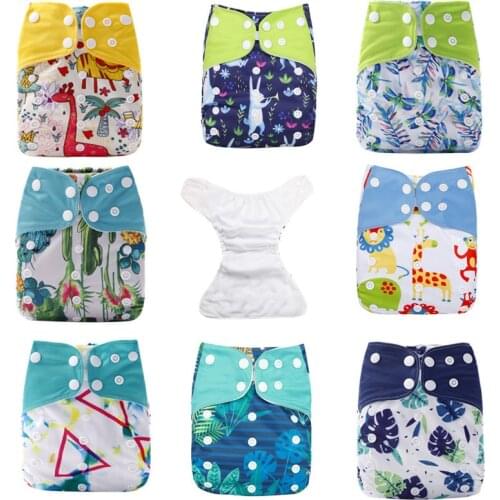 4Pcs/Set Baby Diaper Set Washable Cloth Diaper Cover Adjustable Reusable Eco-friendly Overnight Nappy Fit 3-15kg