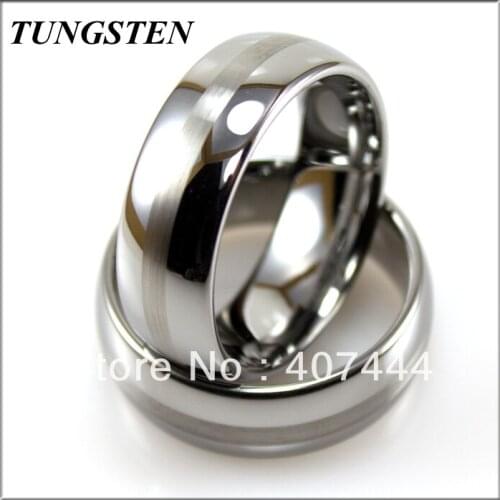 New Arrival 8MM Tungsten Domed Ring with Brushed Center Wholesale 10 pieces /lot Free Shipping