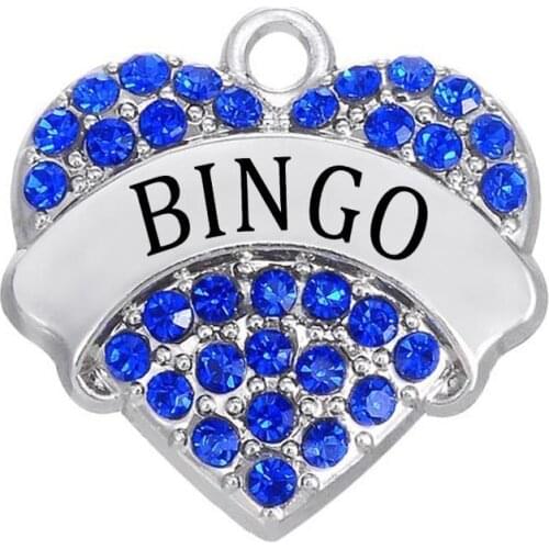 Metal Alloy Clear Rhinestone Heart Name Bingo Charm Aliexpresss Dropshipping Jewelry