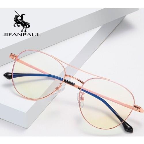 JIFANPAUL Anti-Blu-ray game goggles glasses frame male polygon metal frame Blu-ray glasses frame sunglasses free shipping