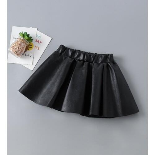 2-7 year high quality girl clothing 2020 new autumn casual fashion kid children short solid girl leather skirt