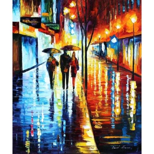 Landscape Modern paintings with Palette knife art oil on Canvas invitation II Handmade high quality