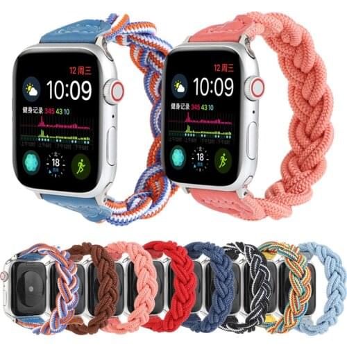 Elastic Woven Fashion Strap for Apple Watch Band Series SE/6/5/4/3/2 Multicolor Slim Stretch Bracelet for iWatch 40/44mm 38/42mm