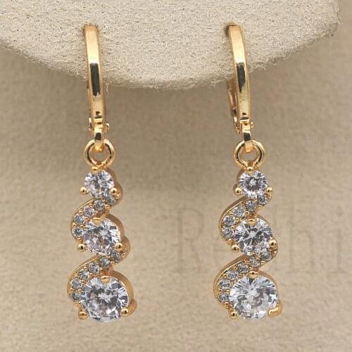 Luxury Drop Earrings for Womens earrings Gold white Dangle Earring with Zircon Jewelry wedding accessories Valentines Gift