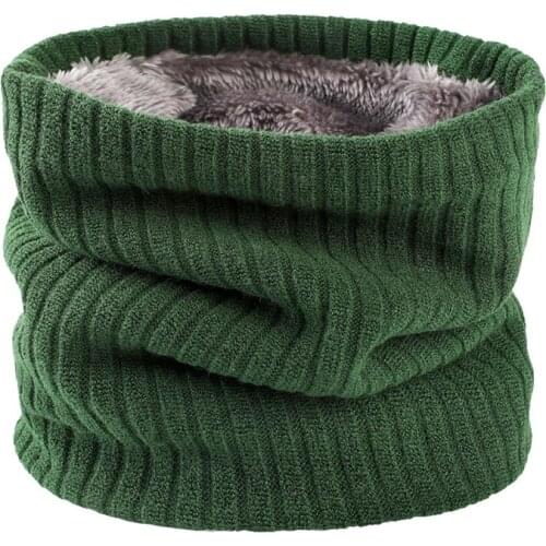 Unisex Knitted Warm Scarf Winter Autumn Ring Women Bandana Solid Scarf Fleece Men Neck Scarf Shawl