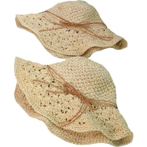 Family Matching Summer Hats Bohemia Mom And Me Straw Foldable Hat For Kids Women Girl Star Sun Caps Beach Accessories